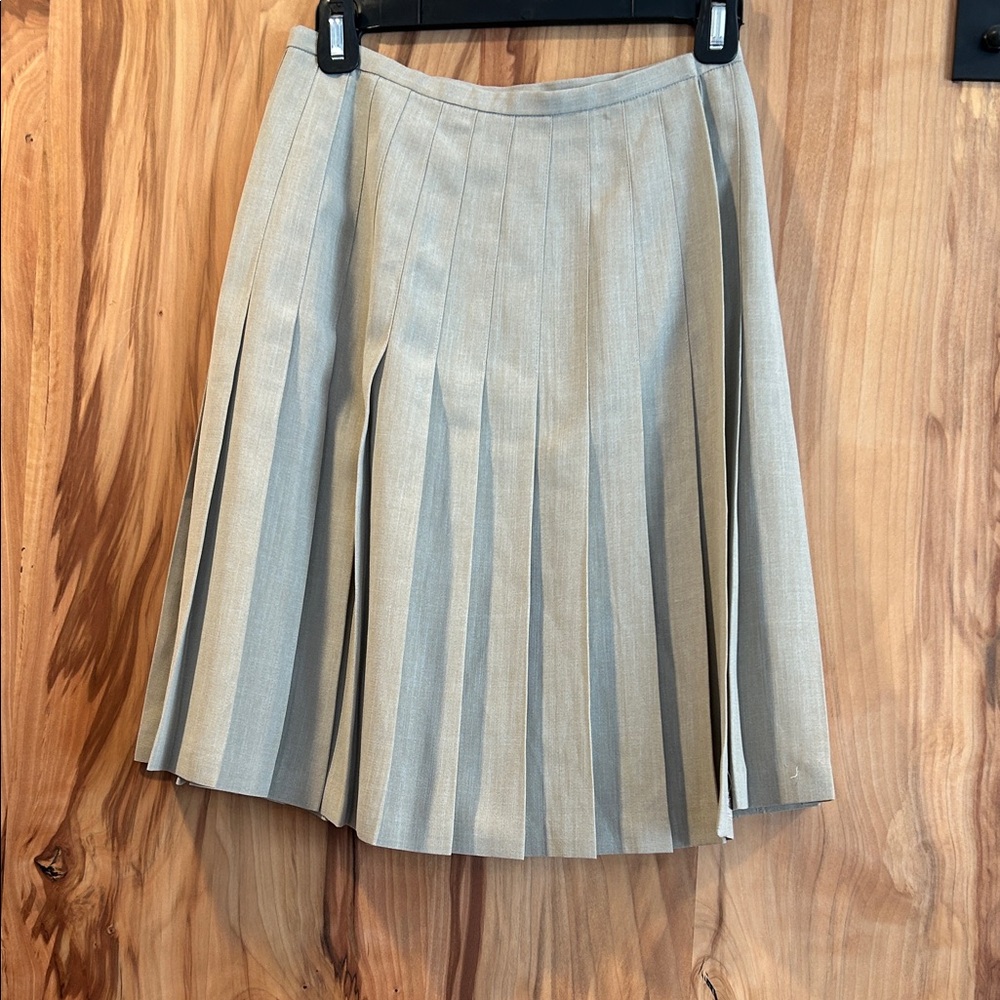 Sutton Studio Beige A-Line Pleated Skirt